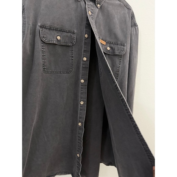 Carhartt Mens Black Gray Button Up Long Sleeve Work Shirt Size XL - Picture 4 of 6